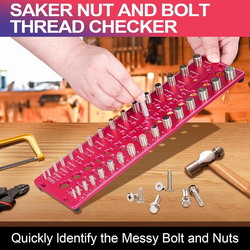 AQYY 51-in-1 Bolt Size Finder & Thread Checker, 32 Metric & 32 SAE Nut and Bolt Thread Gauge with 19 Drill Bit Checker, CNC-Machined Aluminum Screw Size Chart, Go/No-Go ANSI Standard, Non-Slip Base - Image 5
